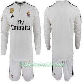 Camisolas de Futebol Real Madrid Criança Equipamento Principal 2018/19 Manga Comprida